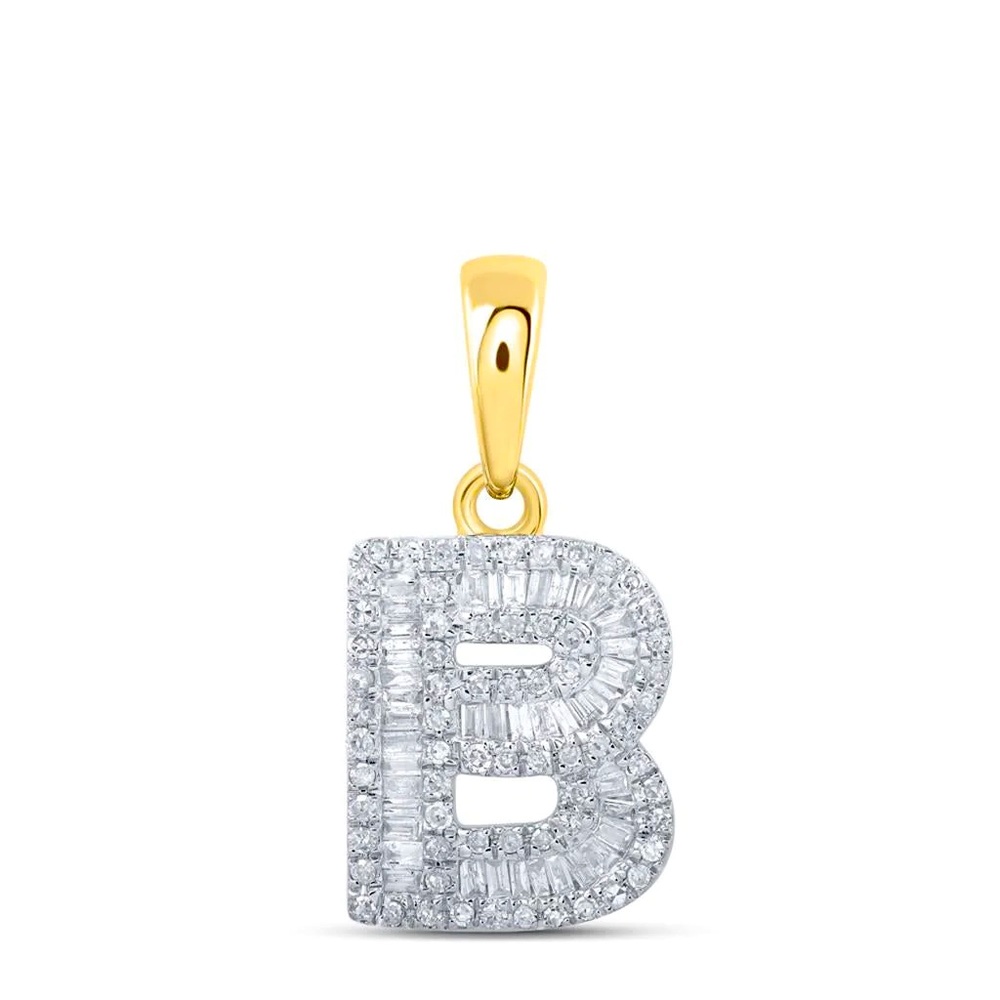 14k DIAMOND BAGUETTE LETTER INITIAL PENDANT